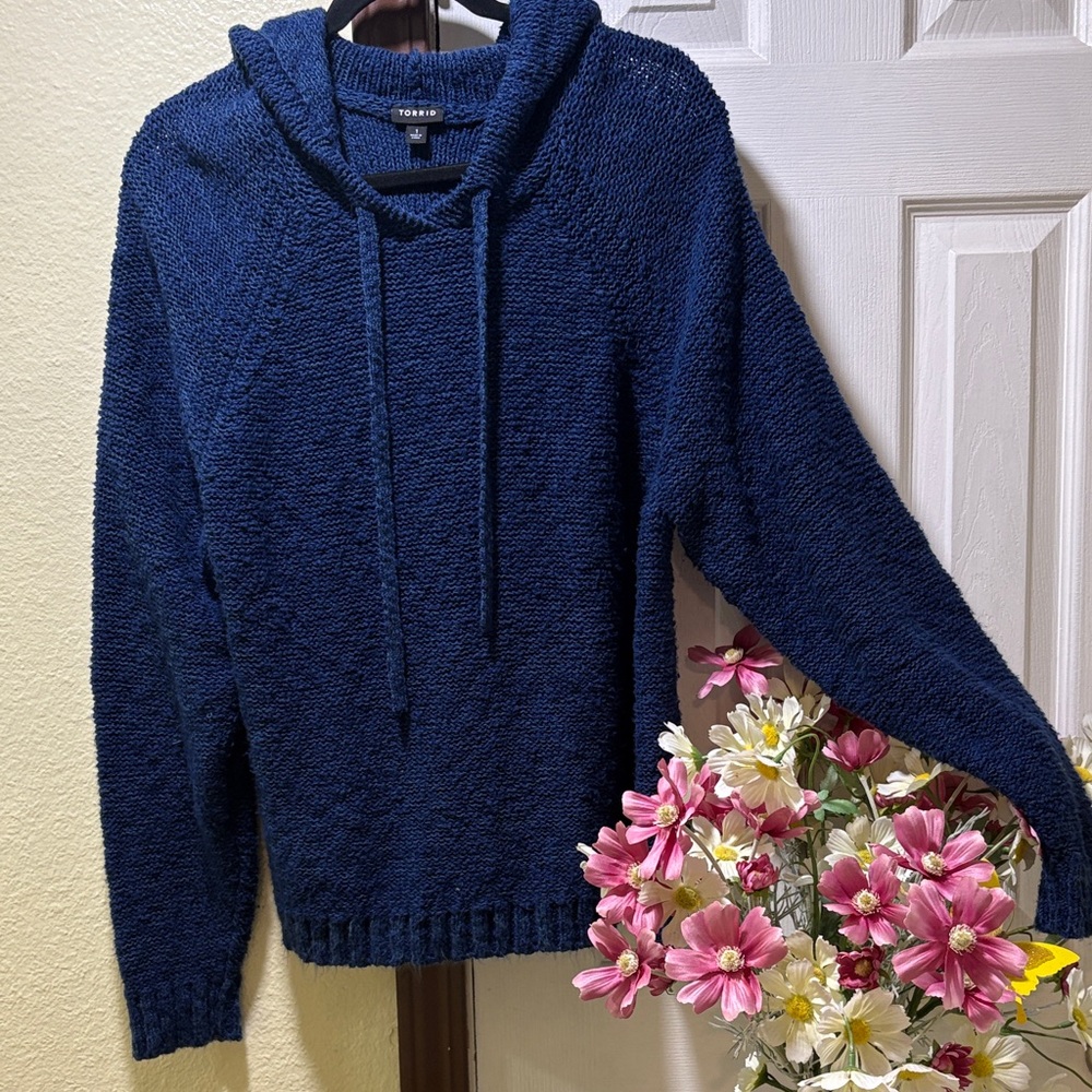 torrid Dark Navy Knit Hooded Pullover